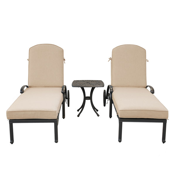 Birch Lane™ Neilsen Outdoor Metal Chaise Lounge Set with Table